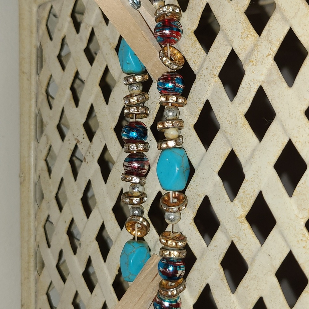 Turquoise and Red Beaded Bracelet - Picture 3 of 5